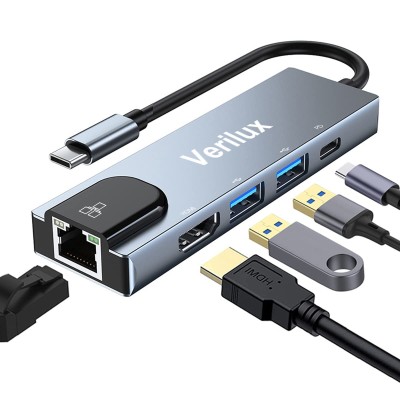 Verilux® USB C Hub, 5-in-1 Multiport Adapter Type C Hub with 4K HDMI Output,100W PD,100M Ethernet,1USB 3.0 and 1USB 2.0 Ports for MacBook Pro, MacBook Air M1 Verilux® USB C Hub, 5-in-1 Multiport Adapter Type C Hub with 4K HDMI Output,100W PD,100M Ethernet,1USB 3.0 and 1USB 2.0 Ports for MacBook Pro, MacBook Air M1