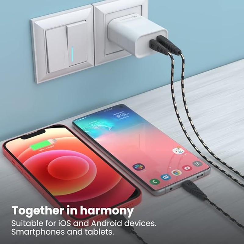 Portronics Adapto 45 22.5W Max Output USB & Type-C Dual Output Super Fast Charger,Wall Adapter Power Delivery 3.0& USB A Fast Charge Adaptor for iPhone,Android & Other Type C Enabled Devices(White)