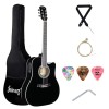 Juarez JRB41C/BK-EQ 41 Inch Acoustic Guitar Kit with Truss Rod, Solid Linden Wood, Ziko Strings, Pearl Rosette, Rosewood Fretboard & Bridge, Die Cast Machine with Picks, Strap, Strings & Bag Black Juarez JRB41C/BK-EQ 41 Inch Acoustic Guitar Kit with Truss Rod, Solid Linden Wood, Ziko Strings, Pearl Rosette, Rosewood Fretboard & Bridge, Die Cast Machine with Picks, Strap, Strings & Bag Black