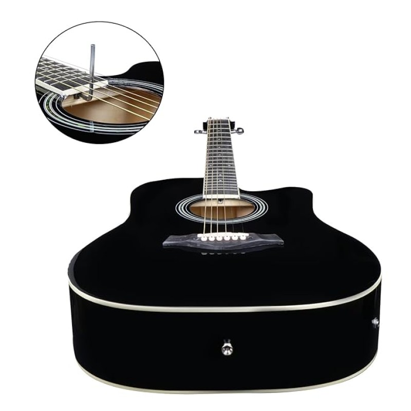 Juarez JRB41C/BK-EQ 41 Inch Acoustic Guitar Kit with Truss Rod, Solid Linden Wood, Ziko Strings, Pearl Rosette, Rosewood Fretboard & Bridge, Die Cast Machine with Picks, Strap, Strings & Bag Black Juarez JRB41C/BK-EQ 41 Inch Acoustic Guitar Kit with Truss Rod, Solid Linden Wood, Ziko Strings, Pearl Rosette, Rosewood Fretboard & Bridge, Die Cast Machine with Picks, Strap, Strings & Bag Black