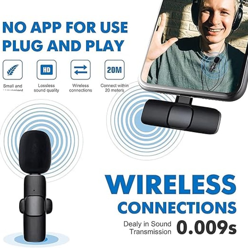 Careflection Dual Receivers (2 - Mics, 1 Input) Wireless Collar Microphone Lavalier Mic Plug n Play Mike - Vlog Interview Live Stream for iOS iPhone, All Android Tablets Any Type C Careflection Dual Receivers (2 - Mics, 1 Input) Wireless Collar Microphone Lavalier Mic Plug n Play Mike - Vlog Interview Live Stream for iOS iPhone, All Android Tablets Any Type C