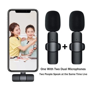3 in 1 K8 Wireless Microphone, Digital Mini Portable Recording Clip Mic with Receiver for All Android Lightning Mobile Phones Camera Laptop for Vlogging YouTube Online Class, Zoom Call