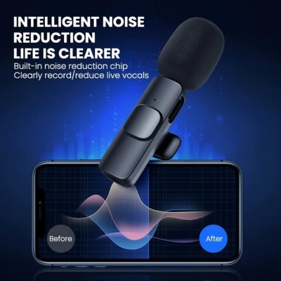 3 in 1 K8 Wireless Microphone, Digital Mini Portable Recording Clip Mic with Receiver for All Android Lightning Mobile Phones Camera Laptop for Vlogging YouTube Online Class, Zoom Call