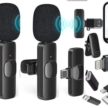 3 in 1 K8 Wireless Microphone, Digital Mini Portable Recording Clip Mic with Receiver for All Android Lightning Mobile Phones Camera Laptop for Vlogging YouTube Online Class, Zoom Call 3 in 1 K8 Wireless Microphone, Digital Mini Portable Recording Clip Mic with Receiver for All Android Lightning Mobile Phones Camera Laptop for Vlogging YouTube Online Class, Zoom Call