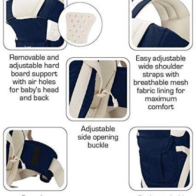 BabyGo Kids 4-in-1 Adjustable Baby Carrier Cum Kangaroo Bag | Multiple Carry Positions: Front, Back, Hip - Comfortable & Adjustable with Safety Belt and Buckle Straps 