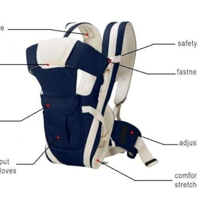 BabyGo Kids 4-in-1 Adjustable Baby Carrier Cum Kangaroo Bag | Multiple Carry Positions: Front, Back, Hip - Comfortable & Adjustable with Safety Belt and Buckle Straps 