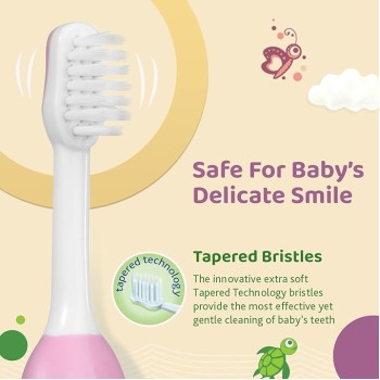 Chicco Baby Manual Toothbrush For Infants (6M-36M), Set Of 2|Extra Soft Tapered Bristles Ideal For Milk Teeth|Bpa Free (Blue, Green) Chicco Baby Manual Toothbrush For Infants (6M-36M), Set Of 2|Extra Soft Tapered Bristles Ideal For Milk Teeth|Bpa Free (Blue, Green)