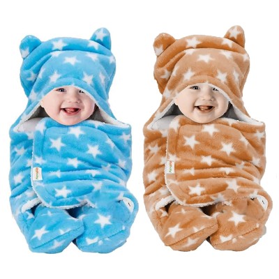 OYO BABY 3-in-1 Hooded Baby Blanket Wrapper Pack of 2 (Star Beige + Blue) Swaddle for New Born | All Season | 0-6 Months | Sleeping Bag | Nursing Baby Gifts | Bath Robe | Multipurpose Comforter OYO BABY 3-in-1 Hooded Baby Blanket Wrapper Pack of 2 (Star Beige + Blue) Swaddle for New Born | All Season | 0-6 Months | Sleeping Bag | Nursing Baby Gifts | Bath Robe | Multipurpose Comforter