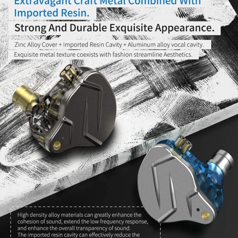 KZ ZSN Pro Dynamic Hybrid Dual Driver in Ear Wired Earphones Detachable Tangle-Free Cable Musicians in-Ear Earbuds Headphones (Grey with Mic) KZ ZSN Pro Dynamic Hybrid Dual Driver in Ear Wired Earphones Detachable Tangle-Free Cable Musicians in-Ear Earbuds Headphones (Grey with Mic)