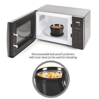 Milton Pro Lunch Tiffin (3 Microwave Safe Inner Steel Containers, 180/320/450 ml; 1 Plastic Chutney Dabba,100 ml; 1 Aqua Steel Bottle, 750 ml, Steel Spoon and Fork) With Insulated Fabric Jacket, Black Milton Pro Lunch Tiffin (3 Microwave Safe Inner Steel Containers, 180/320/450 ml; 1 Plastic Chutney Dabba,100 ml; 1 Aqua Steel Bottle, 750 ml, Steel Spoon and Fork) With Insulated Fabric Jacket, Black
