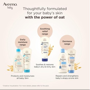 Aveeno Baby Daily Moisture Wash and Shampoo (100ml) | Cleanses hair & body | Oat kernel extract & glycerin | Tear-free, soap-free, paraben-free, hypoallergenic | US #1 Pediatrician recommended Aveeno Baby Daily Moisture Wash and Shampoo (100ml) | Cleanses hair & body | Oat kernel extract & glycerin | Tear-free, soap-free, paraben-free, hypoallergenic | US #1 Pediatrician recommended