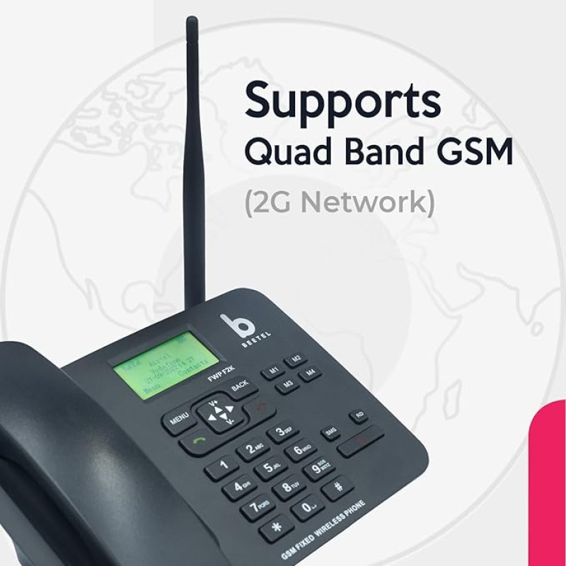Beetel F2K GSM Fixed Wireless Phone, LCD Display, Supports Quad Band, Dual Sim, Hotline with Keypad Lock, Alarm, Calculator, Calendar, Low Battery Alert, Two-Way Speaker, 4 Direct Memory Keys (Black) Beetel F2K GSM Fixed Wireless Phone, LCD Display, Supports Quad Band, Dual Sim, Hotline with Keypad Lock, Alarm, Calculator, Calendar, Low Battery Alert, Two-Way Speaker, 4 Direct Memory Keys (Black)