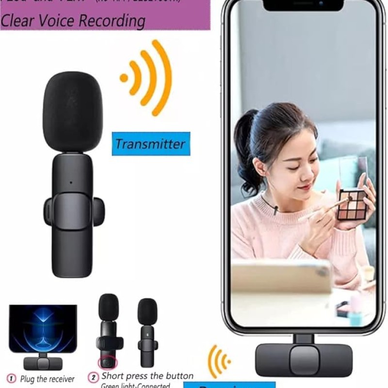 Careflection Microfone de lapela sem fio duplo K9 Plug and Play, sem necessidade de aplicativo e microfone de colarinho Bluetooth para todos os dispositivos iPhone, iPad, Mac para YouTube, transmissão Careflection Microfone de lapela sem fio duplo K9 Plug and Play, sem necessidade de aplicativo e microfone de colarinho Bluetooth para todos os dispositivos iPhone, iPad, Mac para YouTube, transmissão