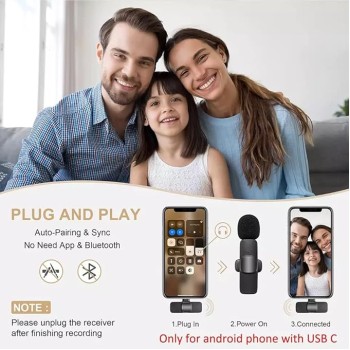 Careflection Microfone de lapela sem fio duplo K9 Plug and Play, sem necessidade de aplicativo e microfone de colarinho Bluetooth para todos os dispositivos iPhone, iPad, Mac para YouTube, transmissão