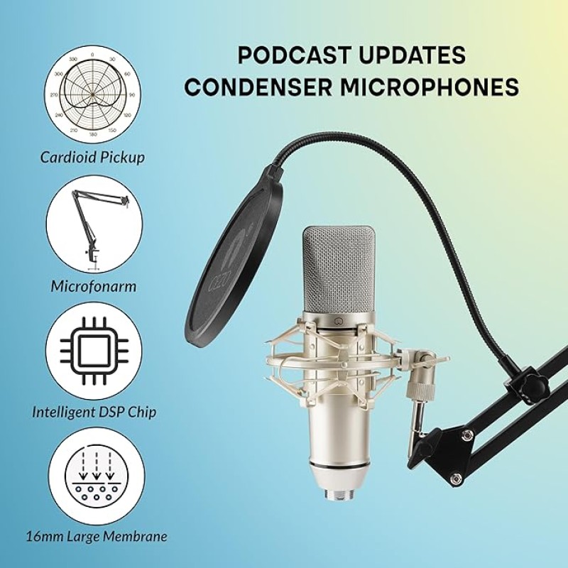 CEZO U87 Condenser Microphone Kit with V8 Sound Card Adjustable Scissor Arm Stand Shock Mount Computer Mic for Gaming, Streaming, YouTube, Voice Over, Studio, Home Recording () CEZO U87 Condenser Microphone Kit with V8 Sound Card Adjustable Scissor Arm Stand Shock Mount Computer Mic for Gaming, Streaming, YouTube, Voice Over, Studio, Home Recording ()