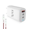 FLiX (Beetel) Storm 65W PD & QC GaN Tech Fast Charging Wall Charger for Mobile(Android/iOS), Laptop & MacBook, Triple Output (1Type A+2Type C),Wide Compatibility, with 65W Type C Cable(White - ST165) FLiX (Beetel) Storm 65W PD & QC GaN Tech Fast Charging Wall Charger for Mobile(Android/iOS), Laptop & MacBook, Triple Output (1Type A+2Type C),Wide Compatibility, with 65W Type C Cable(White - ST165)