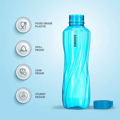 Solimo 1000 ml Plastic Water Bottle | Set of 6 |Multi Color