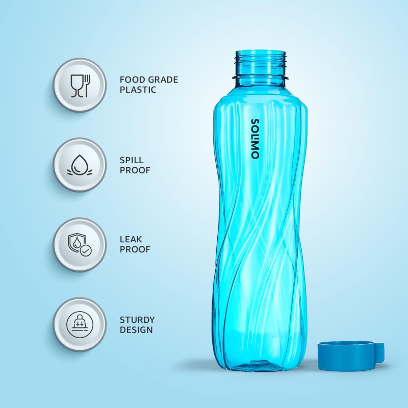 Solimo 1000 ml Plastic Water Bottle | Set of 6 |Multi Color Solimo 1000 ml Plastic Water Bottle | Set of 6 |Multi Color