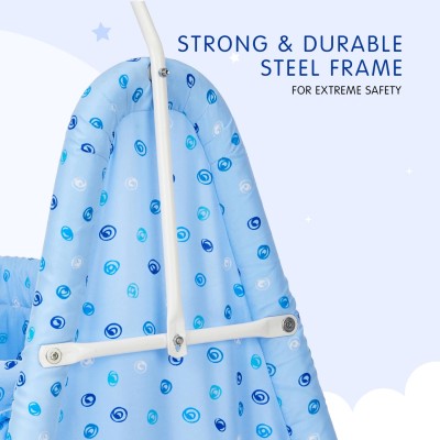 Supples Baby Cradle with Swing and Mosquito Net | Blue | for Babies up to 10 Months | Sturdy and Safe Design | 4 Wheels with Brakes | with Swing Lock and Storage Supples Baby Cradle with Swing and Mosquito Net | Blue | for Babies up to 10 Months | Sturdy and Safe Design | 4 Wheels with Brakes | with Swing Lock and Storage