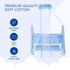 Supples Baby Cradle with Swing and Mosquito Net | Blue | for Babies up to 10 Months | Sturdy and Safe Design | 4 Wheels with Brakes | with Swing Lock and Storage Supples Baby Cradle with Swing and Mosquito Net | Blue | for Babies up to 10 Months | Sturdy and Safe Design | 4 Wheels with Brakes | with Swing Lock and Storage