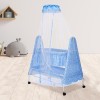 Supples Baby Cradle with Swing and Mosquito Net | Blue | for Babies up to 10 Months | Sturdy and Safe Design | 4 Wheels with Brakes | with Swing Lock and Storage Supples Baby Cradle with Swing and Mosquito Net | Blue | for Babies up to 10 Months | Sturdy and Safe Design | 4 Wheels with Brakes | with Swing Lock and Storage