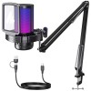 Maono RGB Condenser Mic with Noise Cancellation, USB Gaming Podcast Microphone with Adjustable RGB Lights, 1-Click Mute, Mic Gain, 0-Lantency Monitoring for YouTube Video Recording, PC (DGM20S-Black) Maono RGB Condenser Mic with Noise Cancellation, USB Gaming Podcast Microphone with Adjustable RGB Lights, 1-Click Mute, Mic Gain, 0-Lantency Monitoring for YouTube Video Recording, PC (DGM20S-Black)