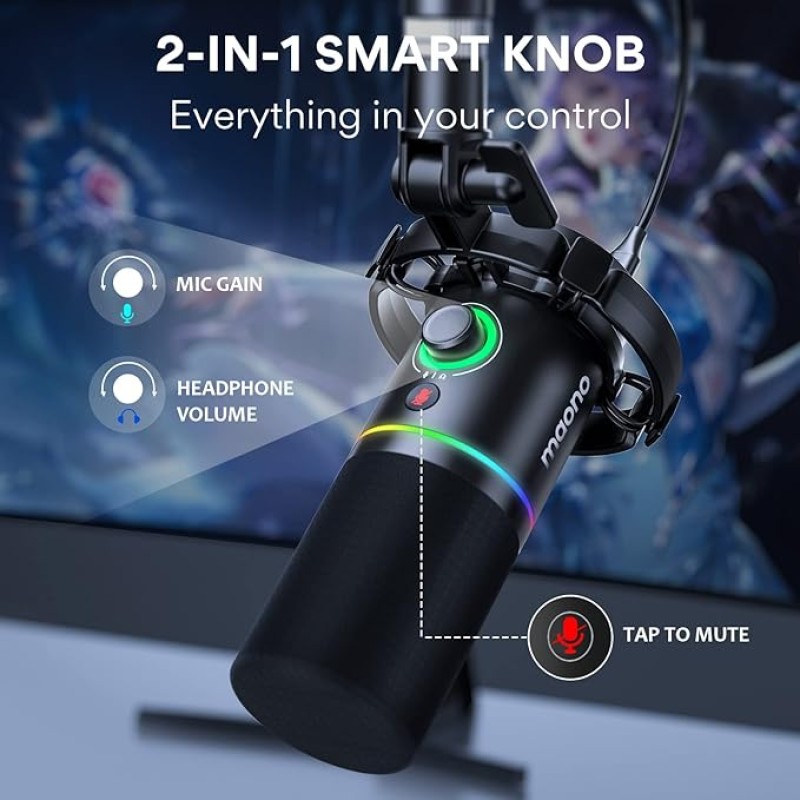 MAONO PD200X USB/XLR Dynamic Mic for Singing, PC, YouTube Recording. Professional Microphone with Programmable Software and 0-Latency MAONO PD200X USB/XLR Dynamic Mic for Singing, PC, YouTube Recording. Professional Microphone with Programmable Software and 0-Latency