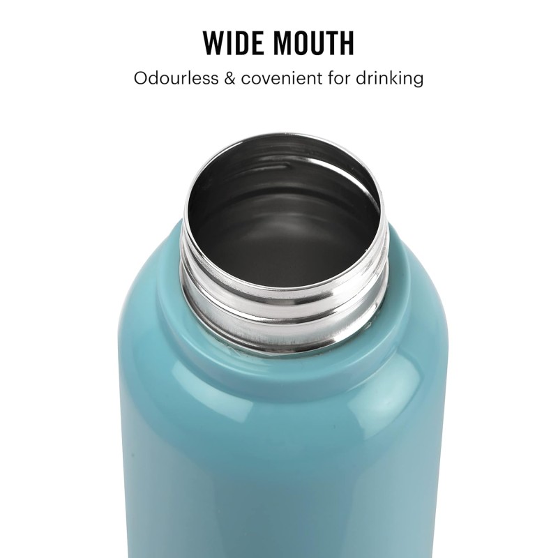 Cello Puro Steel-X Benz 900 | Leak Proof| Wide Mouth & Easy to Open | Insulated Inner Steel Water Bottle | 730ml | Turquoise Cello Puro Steel-X Benz 900 | Leak Proof| Wide Mouth & Easy to Open | Insulated Inner Steel Water Bottle | 730ml | Turquoise