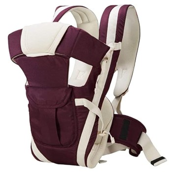 BabyGo Kids 4-in-1 Adjustable Baby Carrier Cum Kangaroo Bag | Multiple Carry Positions: Front, Back, Hip - Comfortable & Adjustable with Safety Belt and Buckle Straps (Purple)