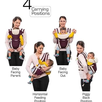 BabyGo Kids 4-in-1 Adjustable Baby Carrier Cum Kangaroo Bag | Multiple Carry Positions: Front, Back, Hip - Comfortable & Adjustable with Safety Belt and Buckle Straps (Purple) BabyGo Kids 4-in-1 Adjustable Baby Carrier Cum Kangaroo Bag | Multiple Carry Positions: Front, Back, Hip - Comfortable & Adjustable with Safety Belt and Buckle Straps (Purple)