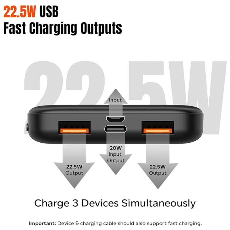 pTron Newly Launched Dynamo 10000mAh 22.5W Power Bank, Made in India, 20W PD Fast Charging, 3 Output, 2 Input Ports Type-C/PD & Micro USB, Li-Polymer Battery & Multiple Layers of Protection (Black) pTron Newly Launched Dynamo 10000mAh 22.5W Power Bank, Made in India, 20W PD Fast Charging, 3 Output, 2 Input Ports Type-C/PD & Micro USB, Li-Polymer Battery & Multiple Layers of Protection (Black)