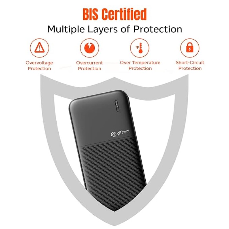 pTron Newly Launched Dynamo 10000mAh 22.5W Power Bank, Made in India, 20W PD Fast Charging, 3 Output, 2 Input Ports Type-C/PD & Micro USB, Li-Polymer Battery & Multiple Layers of Protection (Black) pTron Newly Launched Dynamo 10000mAh 22.5W Power Bank, Made in India, 20W PD Fast Charging, 3 Output, 2 Input Ports Type-C/PD & Micro USB, Li-Polymer Battery & Multiple Layers of Protection (Black)