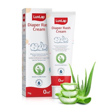 LuvLap Baby Diaper Rash Cream, 75g, Nappy cream for newborns & babies, Diaper Rash Prevention & treatment, Natural Cream with goodness of Aloe Vera, Vitamin E & Milk Protein, Dermatologically tested