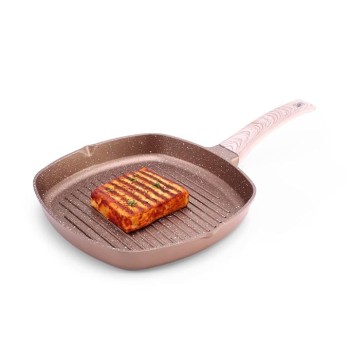 Wonderchef Duralife Die-cast Grill Pan | 5 Layer Healthy Duramax Non-Stick Coating | Soft Touch Handle | Pure Grade Aluminium | PFOA Free | 1.5 liters, 24 cm | 2 Year Warranty Copper