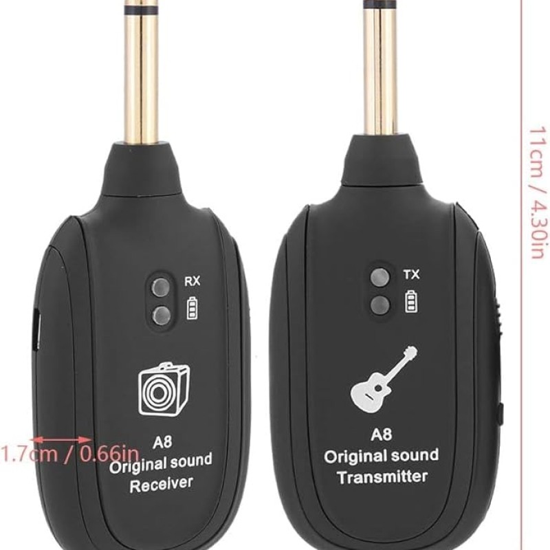 Careflection || Wireless Audio Transmitter Receiver 100ft Transmission Distance Built-in Rechargeable Lithium Battery, Electric Guitar Accessories for Guitar Bass Careflection || Wireless Audio Transmitter Receiver 100ft Transmission Distance Built-in Rechargeable Lithium Battery, Electric Guitar Accessories for Guitar Bass