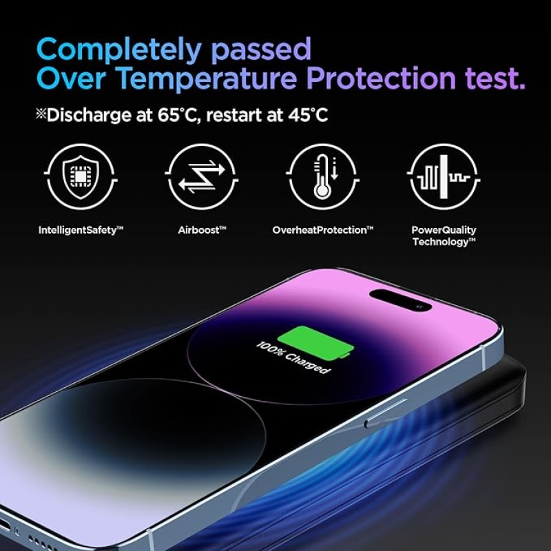 Spigen 3in1 10000mAh Wireless Charging Power Bank with USB-A | USB-C 20W Fast Charging, Included Type C to C Cable, Lithium Polymer - Black Spigen 3in1 10000mAh Wireless Charging Power Bank with USB-A | USB-C 20W Fast Charging, Included Type C to C Cable, Lithium Polymer - Black