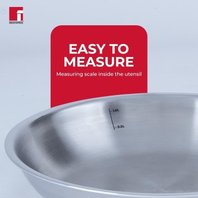 BERGNER Tripro TriPly Stainless Steel 22 cm Frypan/Skillet, 2.1 Litre Frying pan with Heavy Bottom, Metal Spatula Friendly, Induction Bottom and Gas Stove Ready (5-Year Warranty BERGNER Tripro TriPly Stainless Steel 22 cm Frypan/Skillet, 2.1 Litre Frying pan with Heavy Bottom, Metal Spatula Friendly, Induction Bottom and Gas Stove Ready (5-Year Warranty
