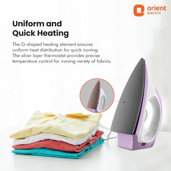 Orient Electric Fabristyle 1100 Watt Dry Iron for clothes with Weilburger Coated Non Stick Soleplate | Silver Layered Thermostat for Better Heat Conductivity Orient Electric Fabristyle 1100 Watt Dry Iron for clothes with Weilburger Coated Non Stick Soleplate | Silver Layered Thermostat for Better Heat Conductivity