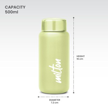 Milton Aqua 500 Stainless Steel Water Bottle, 500 ml, Light Green | Single walled | Leak Proof | Easy Grip | Easy to Carry | Gym Bottle | Home | Kitchen | Hiking | Treking Bottle | Travel Bottle Milton Aqua 500 Stainless Steel Water Bottle, 500 ml, Light Green | Single walled | Leak Proof | Easy Grip | Easy to Carry | Gym Bottle | Home | Kitchen | Hiking | Treking Bottle | Travel Bottle