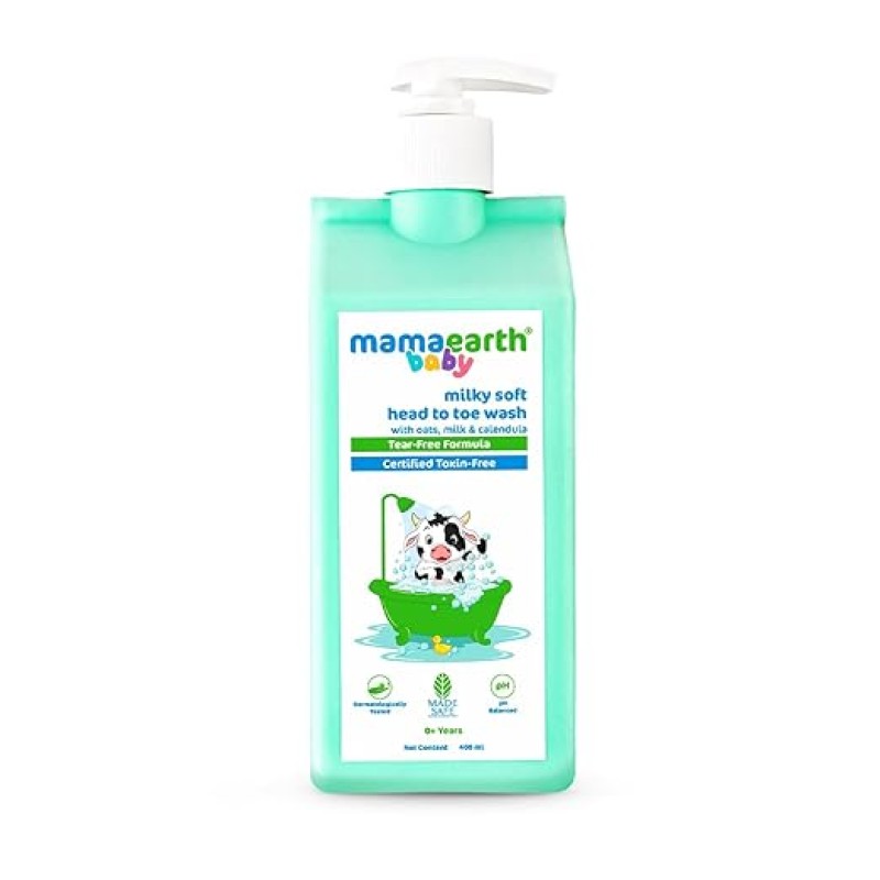 Mamaearth Milky Soft Head to Toe Wash With Oats, Milk, and Calendula for Babies | 2-in-1 Tear-Free Body Wash & Shampoo | Moisturizes and Soothes Skin | 400 ml Mamaearth Milky Soft Head to Toe Wash With Oats, Milk, and Calendula for Babies | 2-in-1 Tear-Free Body Wash & Shampoo | Moisturizes and Soothes Skin | 400 ml