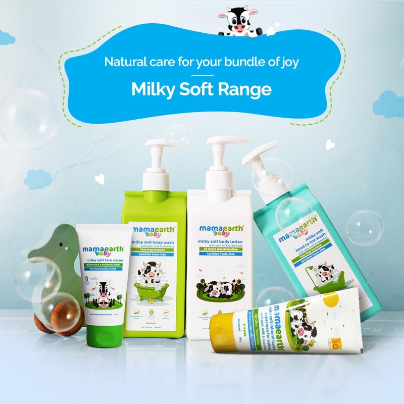 Mamaearth Milky Soft Head to Toe Wash With Oats, Milk, and Calendula for Babies | 2-in-1 Tear-Free Body Wash & Shampoo | Moisturizes and Soothes Skin | 400 ml Mamaearth Milky Soft Head to Toe Wash With Oats, Milk, and Calendula for Babies | 2-in-1 Tear-Free Body Wash & Shampoo | Moisturizes and Soothes Skin | 400 ml