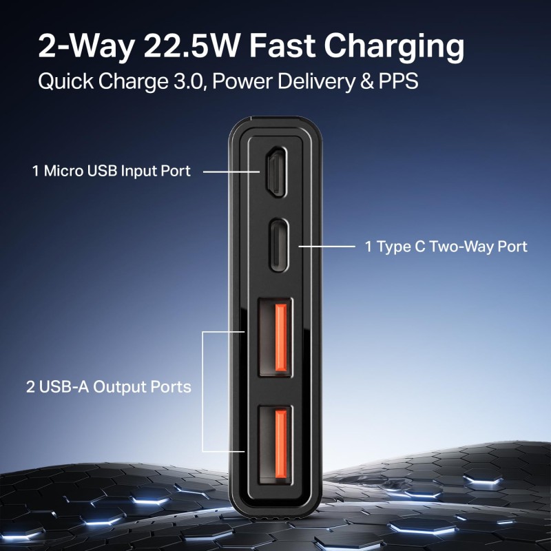 boAt Energyshroom PB300 Powerbank with 10000mAh Battery, 22.5w Fast Charging, 12-Layer Smart IC Protection, LED Indicators and Aluminum Alloy Casing USB Type-C Input (Carbon Black) boAt Energyshroom PB300 Powerbank with 10000mAh Battery, 22.5w Fast Charging, 12-Layer Smart IC Protection, LED Indicators and Aluminum Alloy Casing USB Type-C Input (Carbon Black)