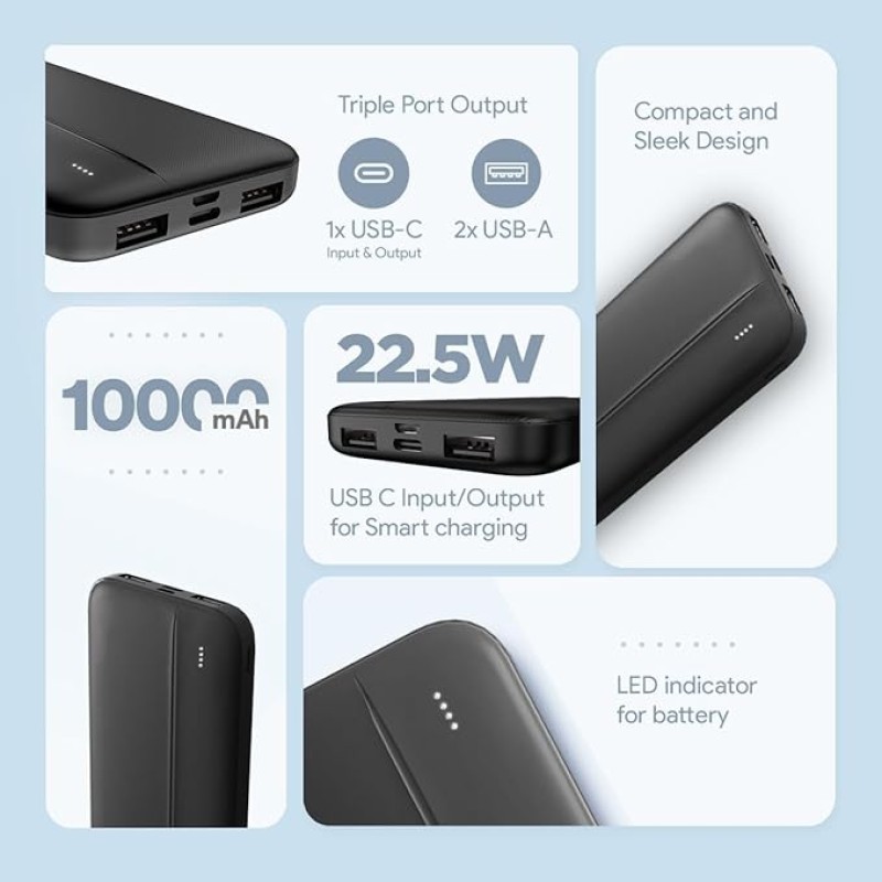 FLiX(Beetel) UltraCharge 10000mAh QCPD Power Bank,USB C/B Input,Tripple Output 22.5W High-Capacity Power Delivery,Compatible to iPhone 14 13 12 11 Samsung S22 23 21 GooglePixel7 Oneplus FLiX(Beetel) UltraCharge 10000mAh QCPD Power Bank,USB C/B Input,Tripple Output 22.5W High-Capacity Power Delivery,Compatible to iPhone 14 13 12 11 Samsung S22 23 21 GooglePixel7 Oneplus