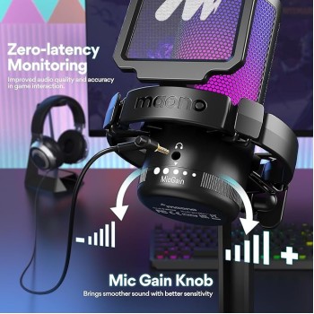MAONO RGB Condenser Gaming Mic, USB Podcast Microphone with Active Noise Cancellation, Mic Gain, 1-Click Mute, Adjustable RGB Light for YouTube Recording, PC, Laptop (DGM20-Black) MAONO RGB Condenser Gaming Mic, USB Podcast Microphone with Active Noise Cancellation, Mic Gain, 1-Click Mute, Adjustable RGB Light for YouTube Recording, PC, Laptop (DGM20-Black)