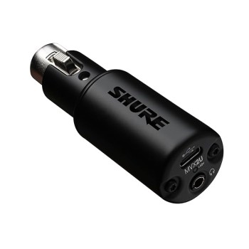 Shure MVX2U XLR-to-USB Digital Interface with Headphone Jack, Integrated Pre-amp with 60dB Gain Control, Zero-Latency Monitoring, 48V Phantom Power, ShurePlus Desktop App, 1m USB-C Cable