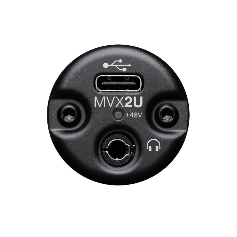 Shure MVX2U XLR-to-USB Digital Interface with Headphone Jack, Integrated Pre-amp with 60dB Gain Control, Zero-Latency Monitoring, 48V Phantom Power, ShurePlus Desktop App, 1m USB-C Cable Shure MVX2U XLR-to-USB Digital Interface with Headphone Jack, Integrated Pre-amp with 60dB Gain Control, Zero-Latency Monitoring, 48V Phantom Power, ShurePlus Desktop App, 1m USB-C Cable