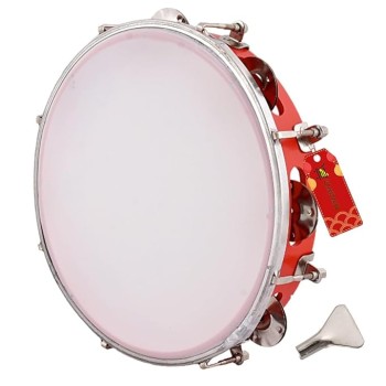 UAPAN Dafli Musical Instrument Dafli/Tambourine 10 inch Hand Percussion Musical Instrument (Red tambourine)