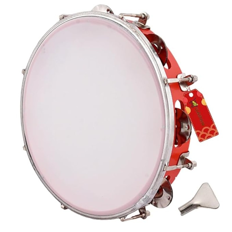 UAPAN Dafli Musical Instrument Dafli/Tambourine 10 inch Hand Percussion Musical Instrument (Red tambourine) UAPAN Dafli Musical Instrument Dafli/Tambourine 10 inch Hand Percussion Musical Instrument (Red tambourine)
