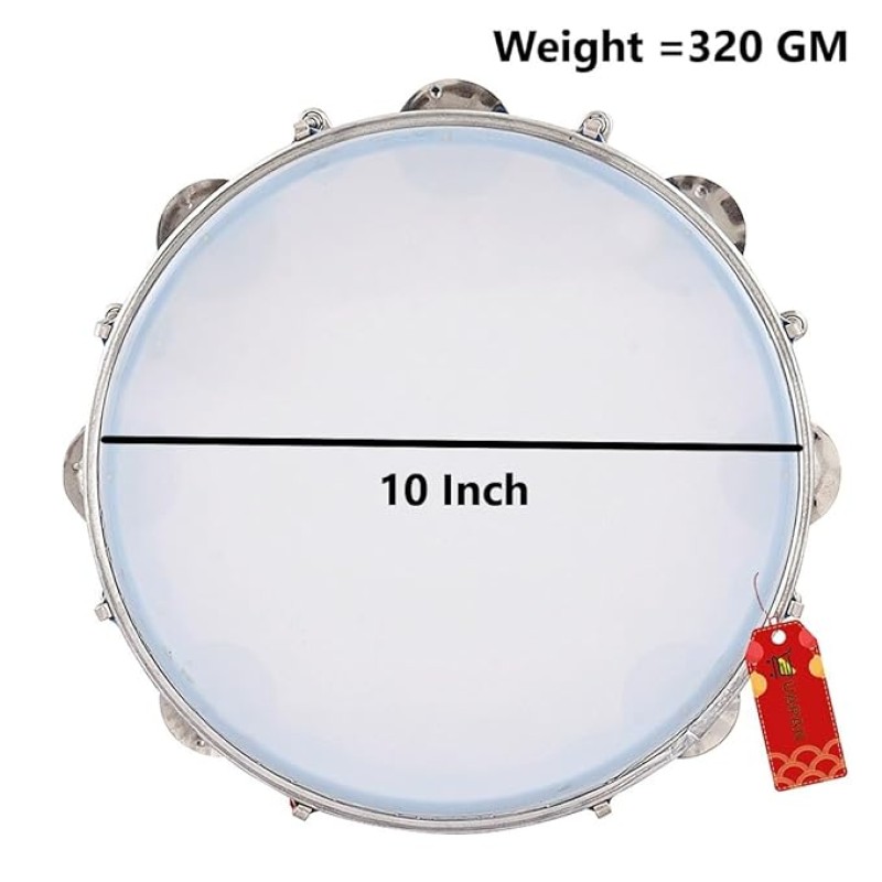 UAPAN Dafli Musical Instrument Dafli/Tambourine 10 inch Hand Percussion Musical Instrument (Red tambourine) UAPAN Dafli Musical Instrument Dafli/Tambourine 10 inch Hand Percussion Musical Instrument (Red tambourine)