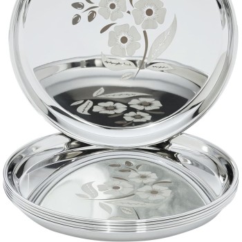 Solimo Plate Set | Stainless Steel | Set of 6 | 12 Inches